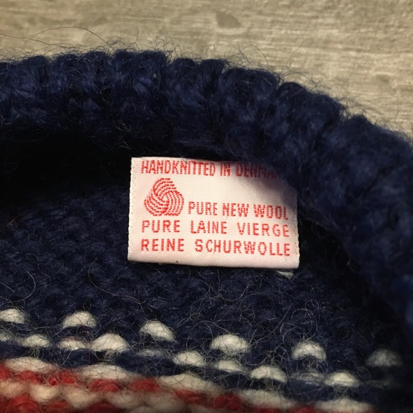 Vtg Icelandic Hand Knit Wool Abstract Pattern Sweater Metal Button Cardigan LG - Picture 9 of 10